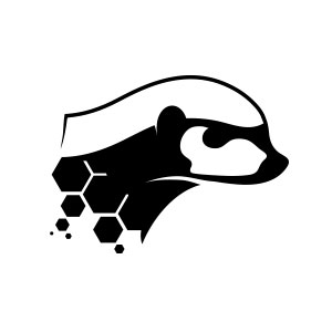 A honey badger negative space logo design, utilizing clever use of empty spaces.