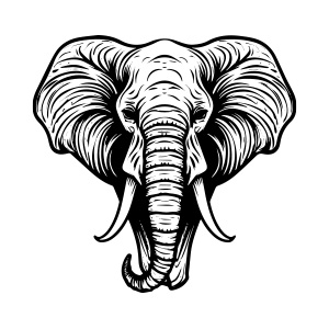 An exquisite elephant head logo, symbolizing strength and wisdom.