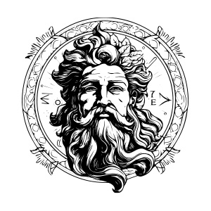 A majestic Ancient Greek god logo, embodying power and wisdom