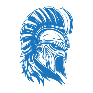 A striking Spartan helmet vector logo, representing strength and bravery.