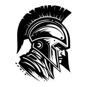A fierce Spartan head vector logo, embodying strength and determination.