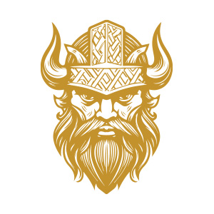 A powerful and commanding Viking head logo, representing strength and resilience.
