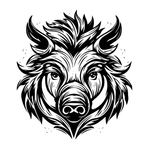 A powerful wild boar head logo, emanating strength and ferocity