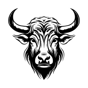 A captivating bull head logo in vector format, radiating strength and dominance