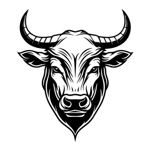 A dynamic bull head logo in vector format, emanating strength and determination