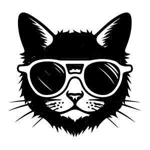 A vector cat with sunglasses logo, combining style and playfulness in a trendy design