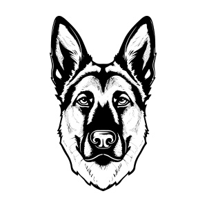 A powerful German Shepherd head logo, embodying loyalty and courage