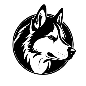 A captivating husky head logo, capturing the strength and grace of this majestic breed