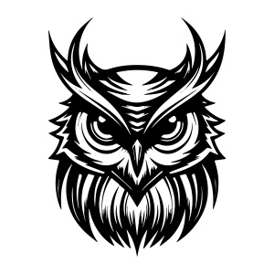 An elegant owl vector logo, symbolizing wisdom and grace