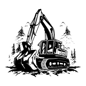 An impressive excavator mining vector logo, showcasing strength and precision.