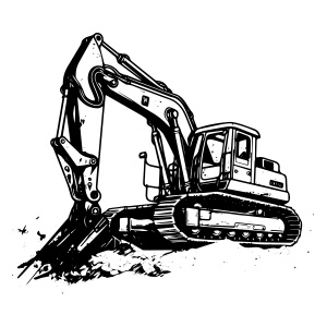 A dynamic excavator mining vector logo, representing productivity and efficiency.